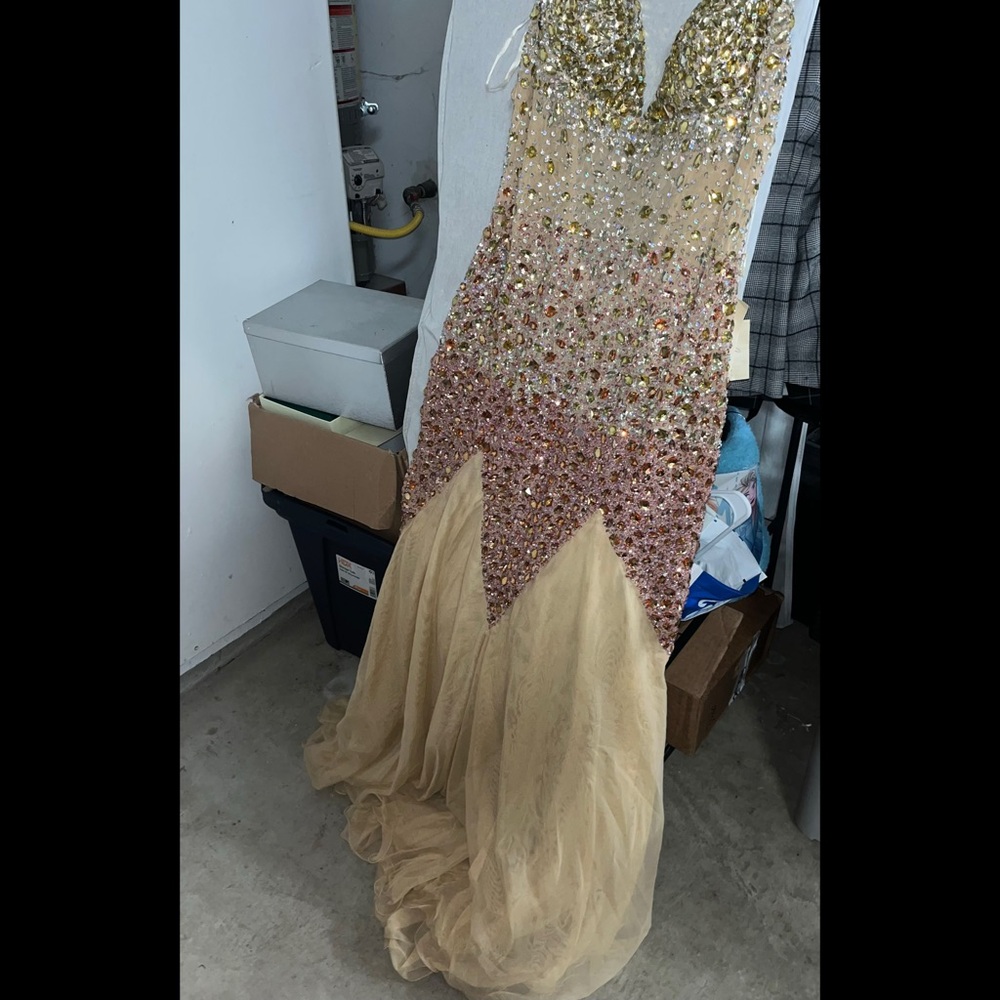 Jasz Couture Dress 4614 Prom Rhinestone Pink Nude Evening Dress Plus Size - Picture 2 of 11